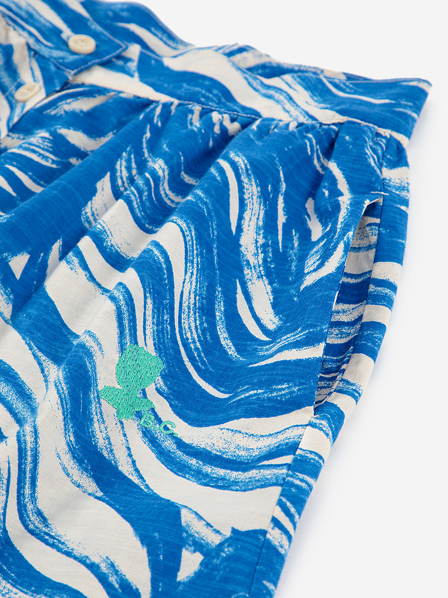 Waves all over buttoned midi skirt