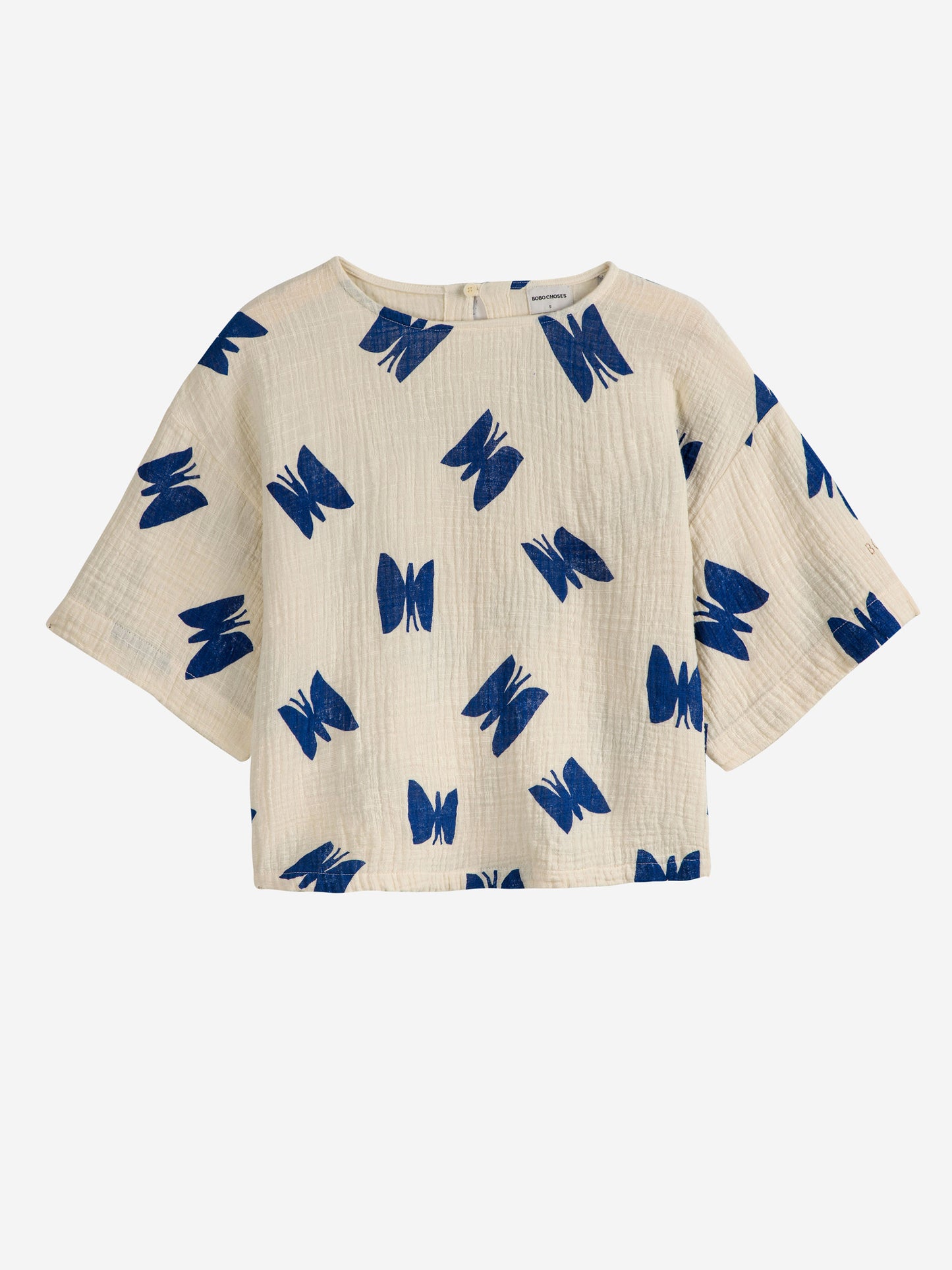 Butterfly print cropped blouse