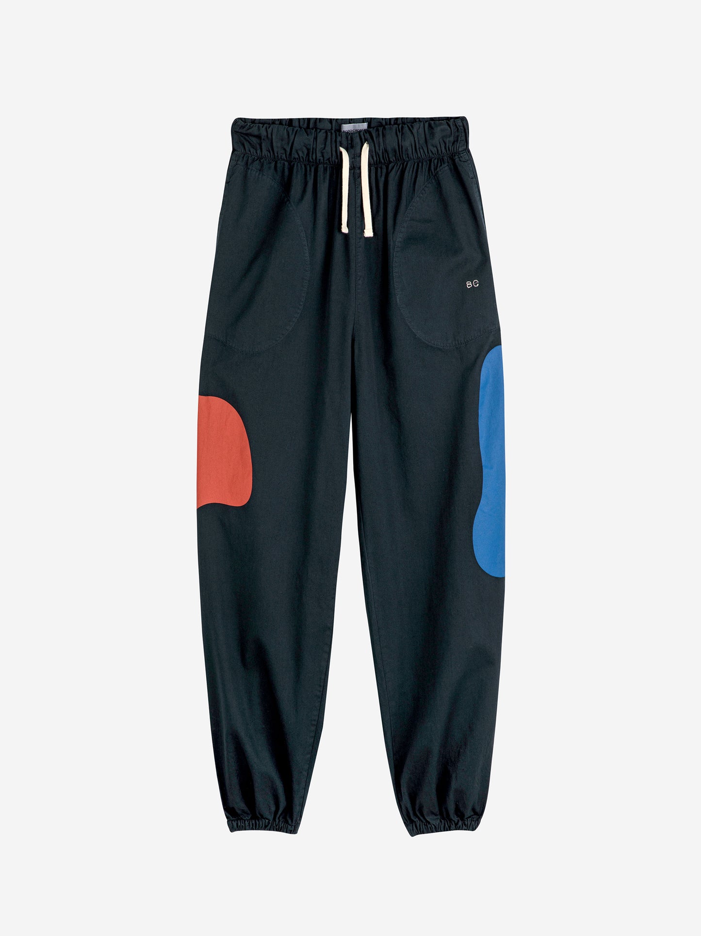 Color patch cotton woven jogger pants