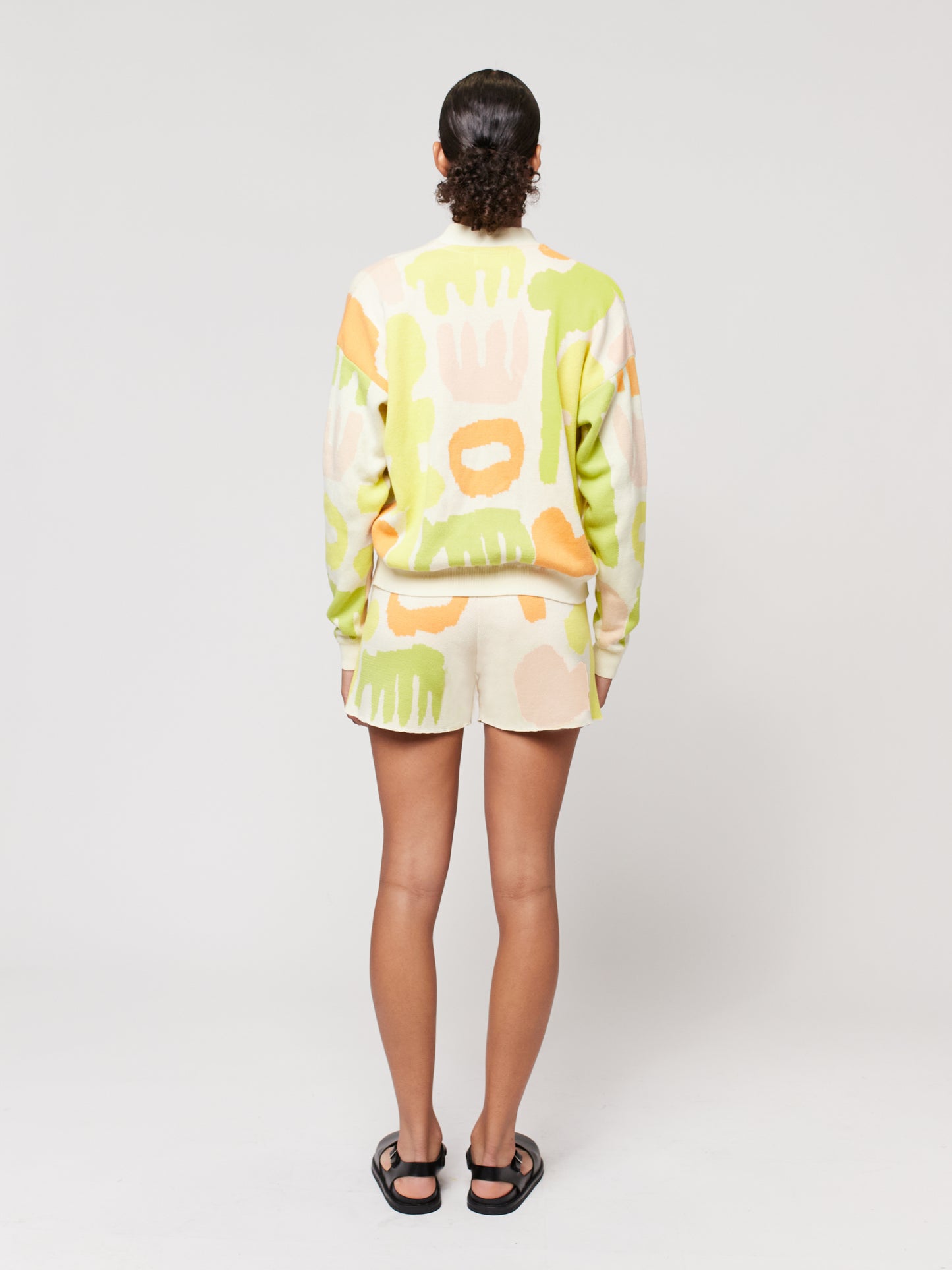 Carnival print jacquard knitted short