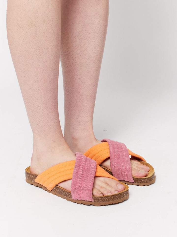 Pink crossover sandals