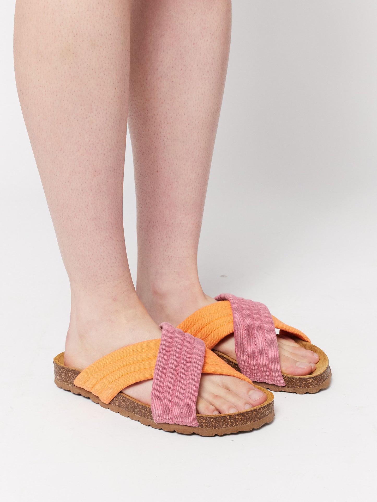 Pink crossover sandals