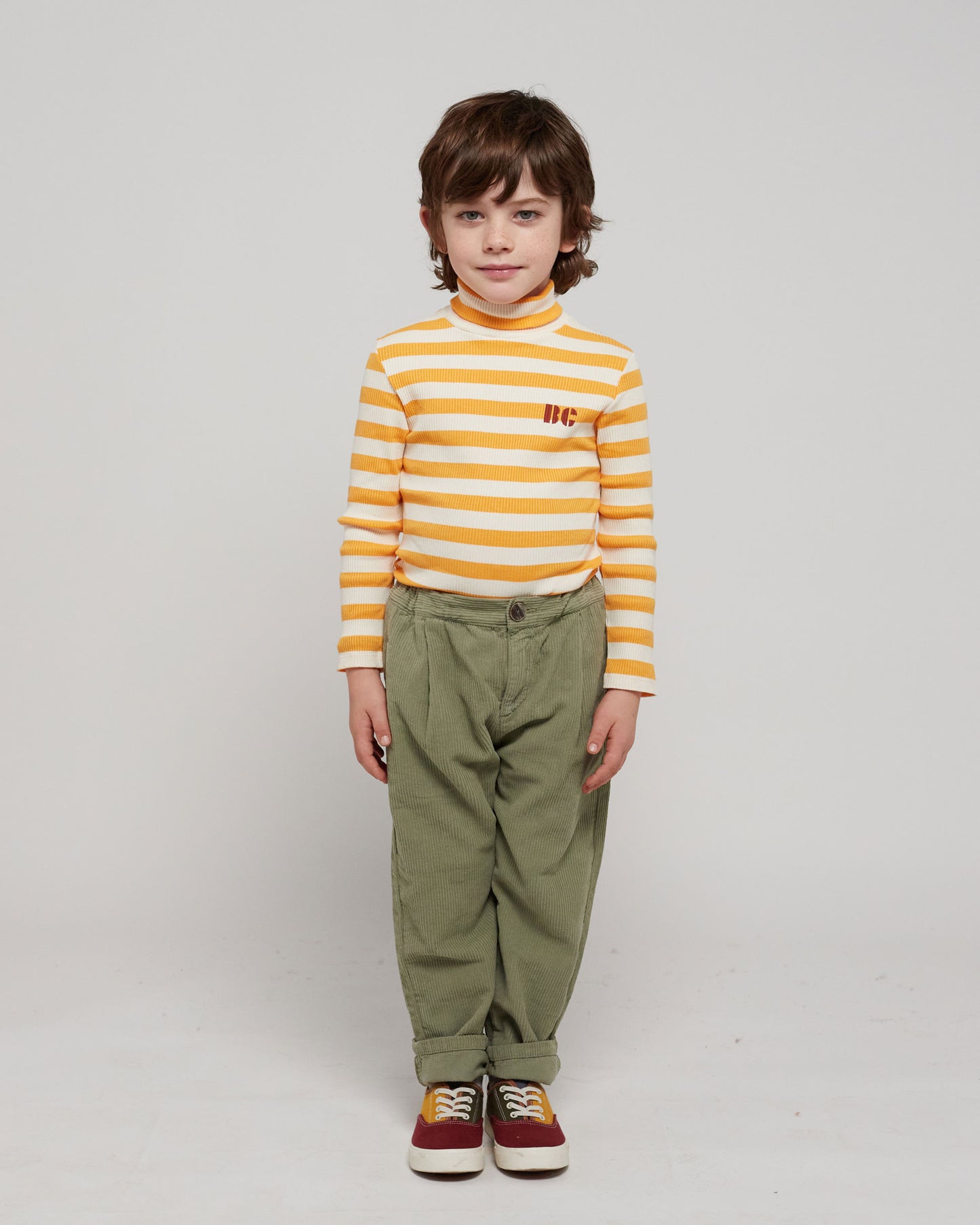 Yellow stripes turtle neck T-shirt