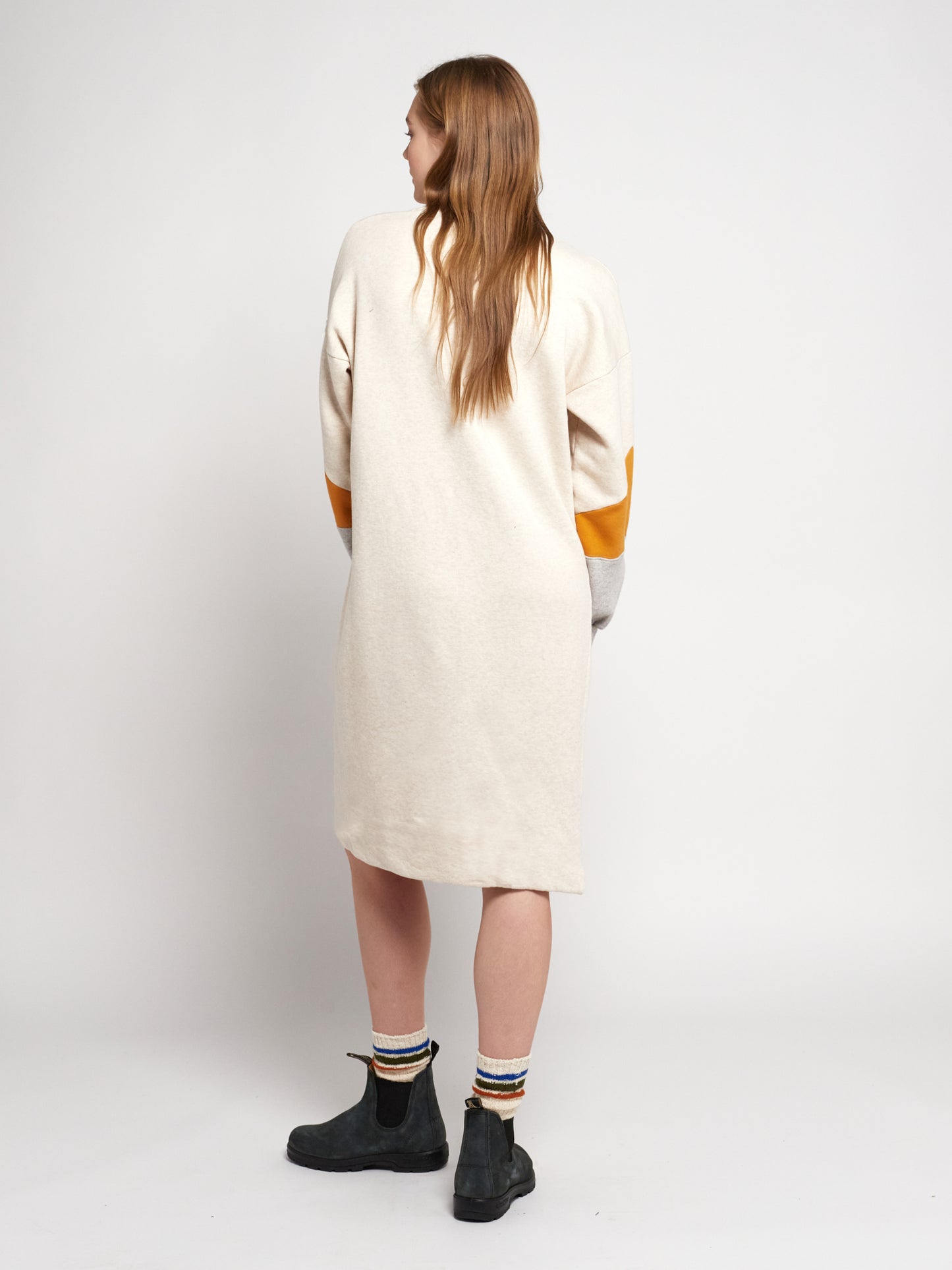 Color block fleece dress