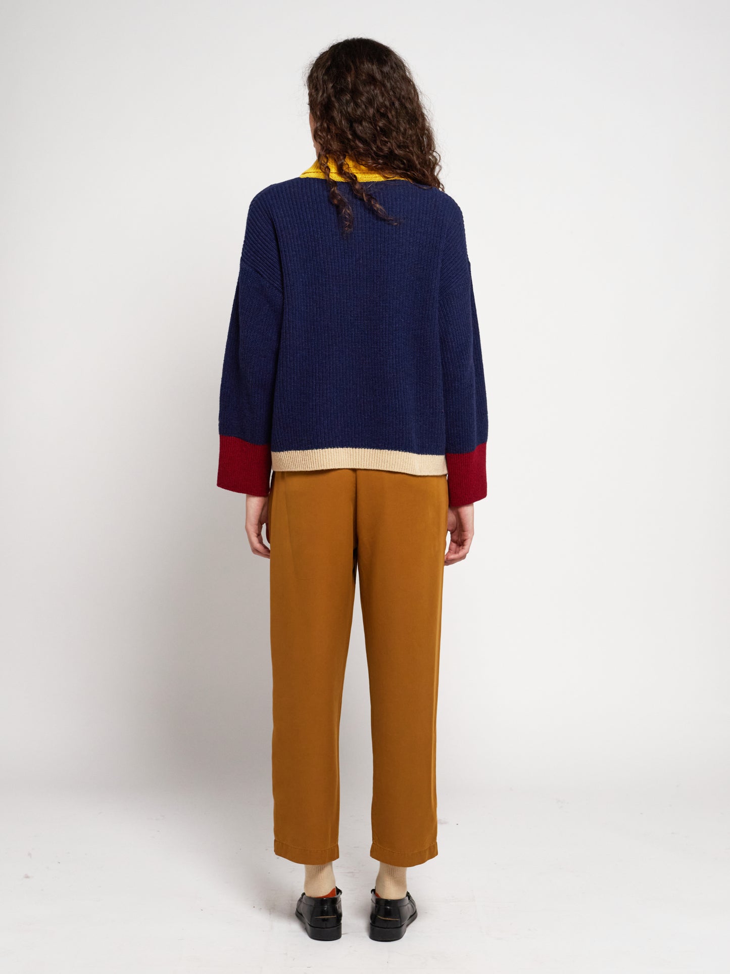 Color block collar cardigan