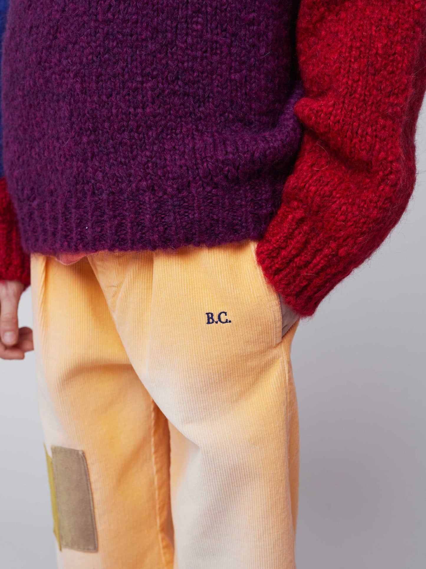 Patch corduroy baggy trousers