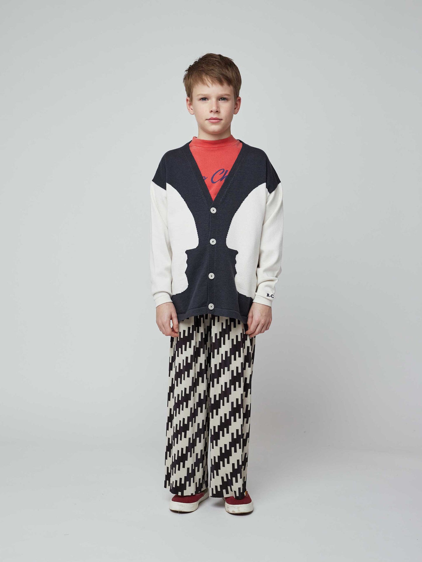 Faces intarsia knitted cardigan