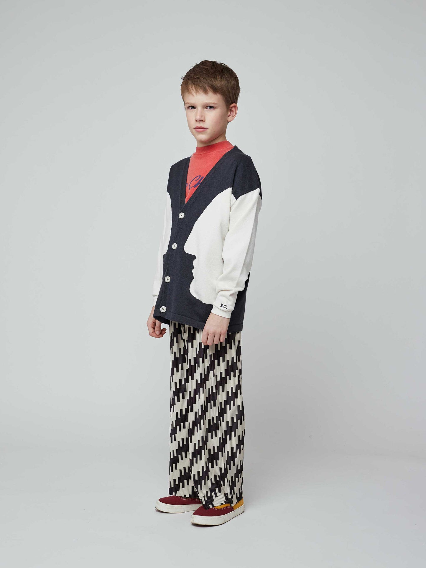 Faces intarsia knitted cardigan