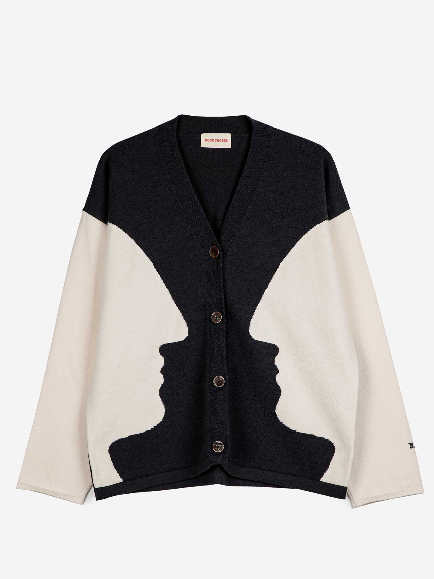 Faces intarsia knitted cardigan