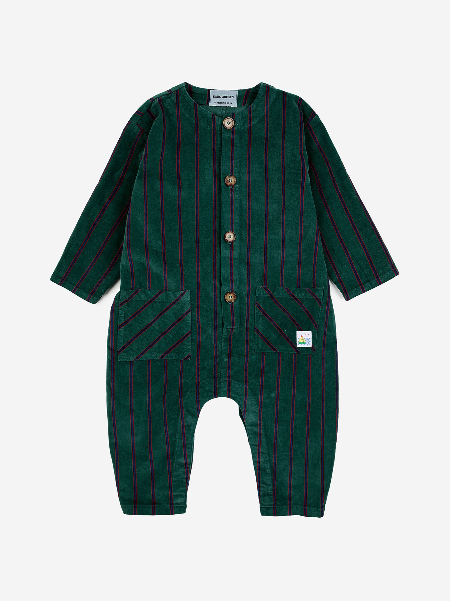 Striped velvet overall