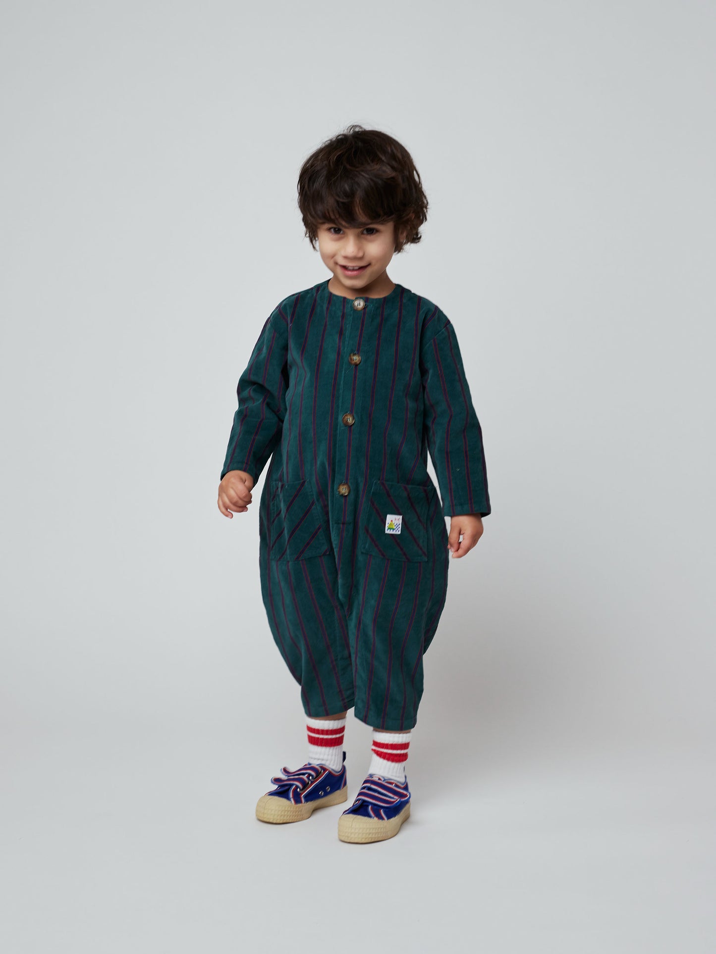 Striped velvet overall