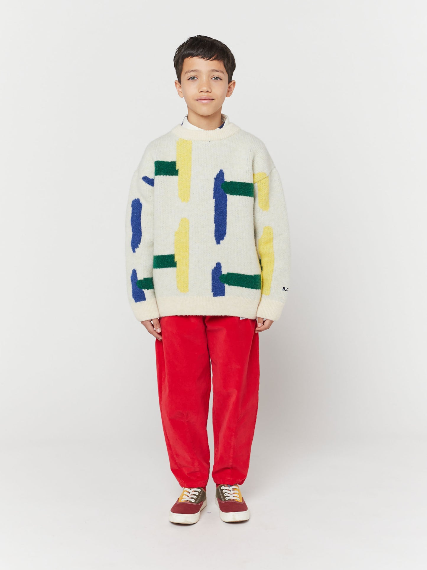 Geometric round neck jumper