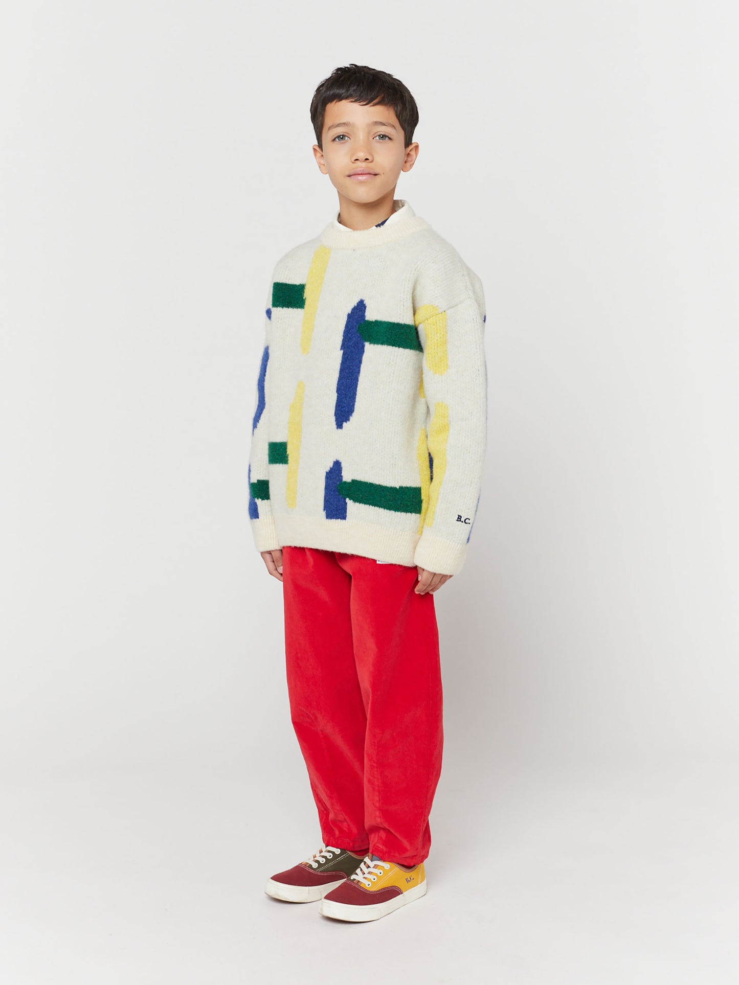 Geometric round neck jumper
