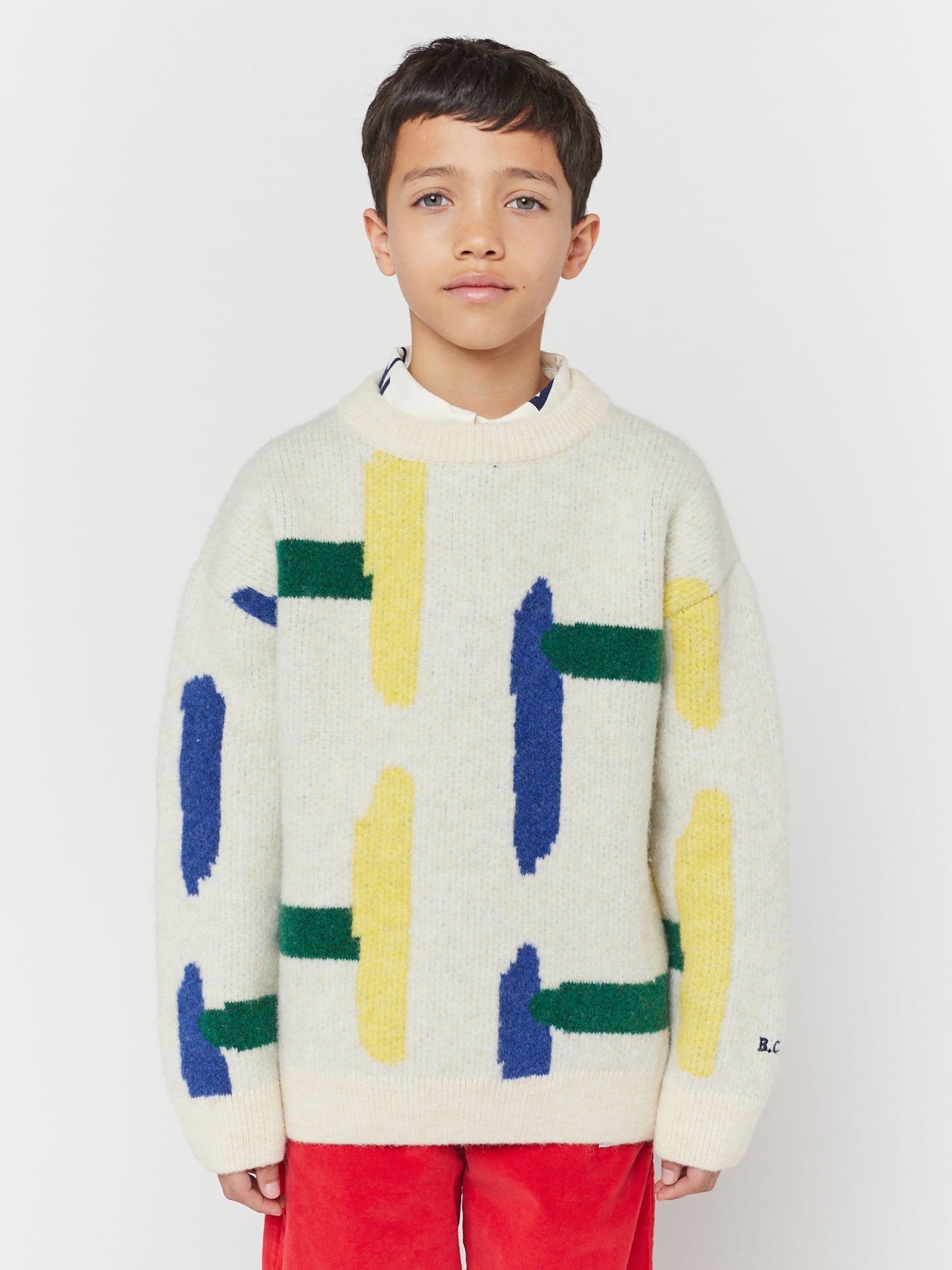 Geometric round neck jumper