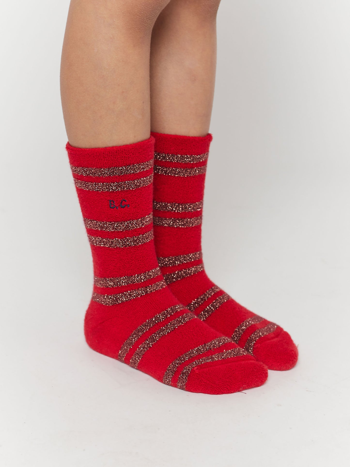 Red Striped lurex thick socks