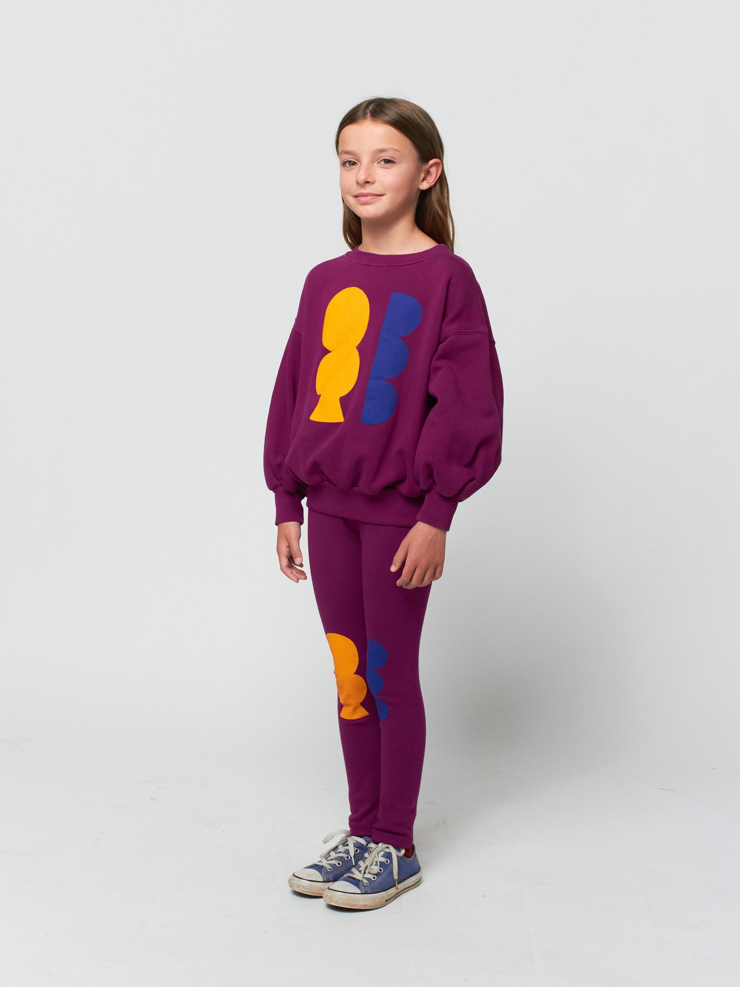 Geometric Shapes puffed sleeves sweatshirt
