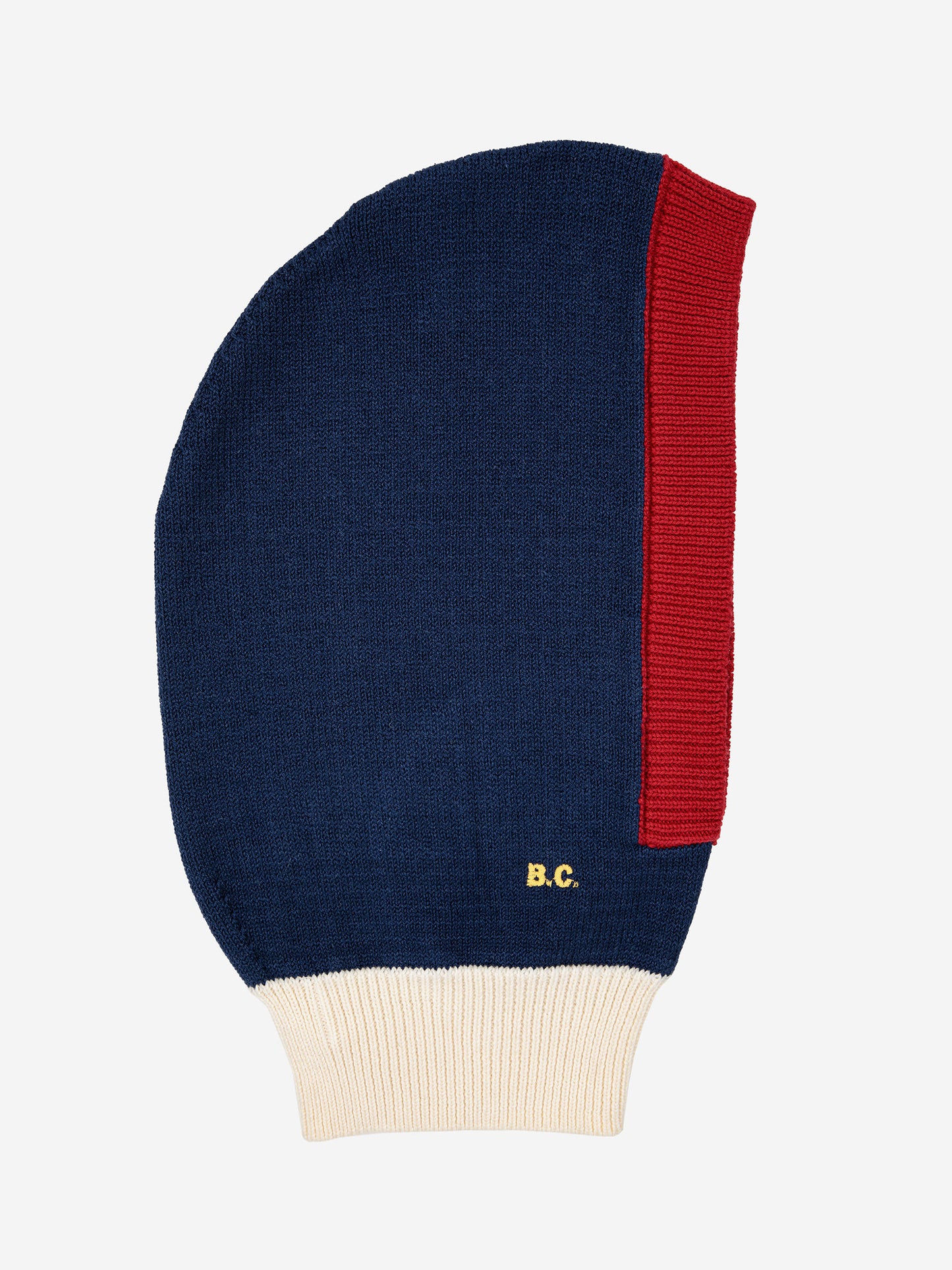Blue color block knitted hood
