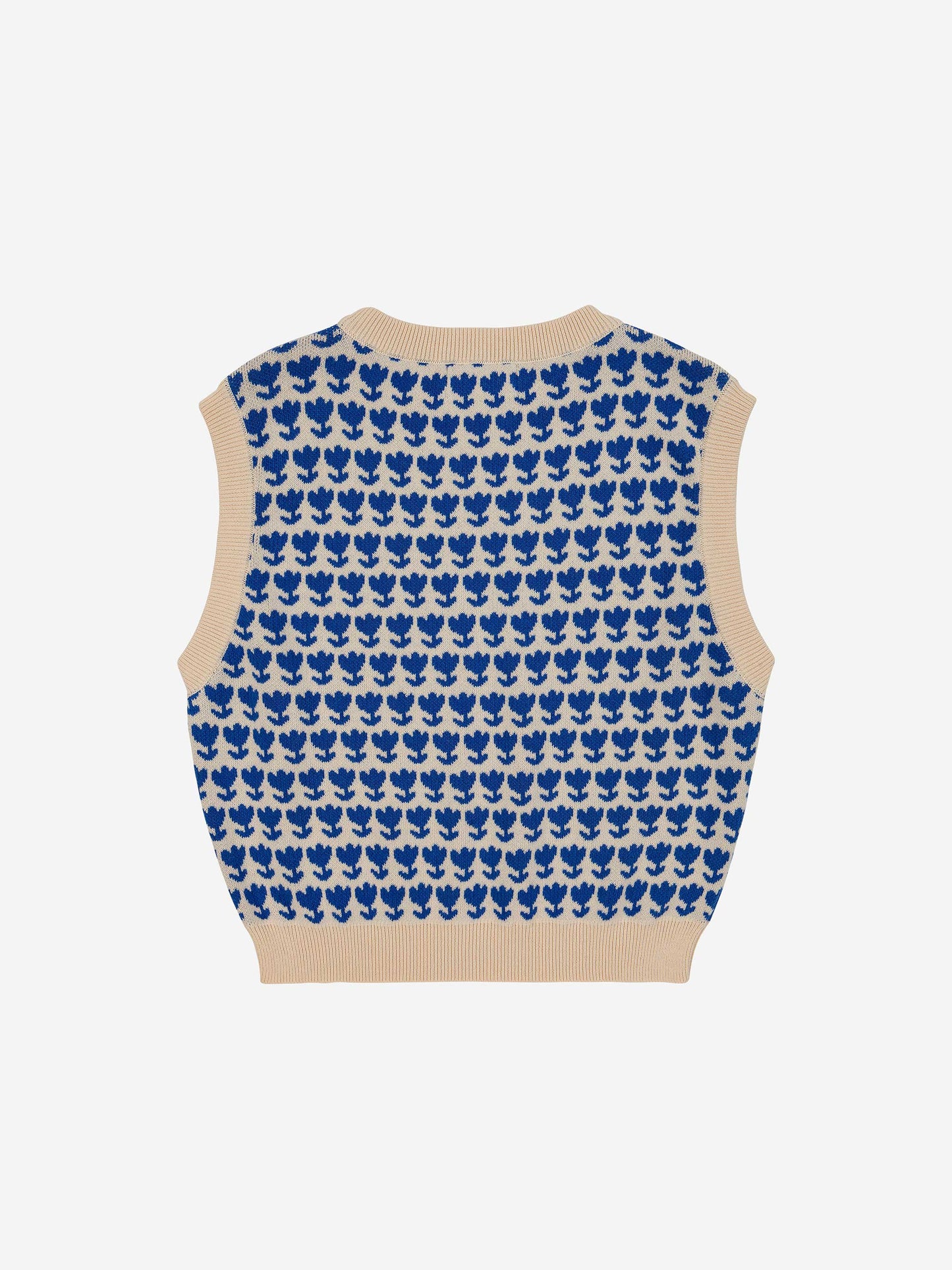 Retro Small Flowers all over jacquard knitted vest