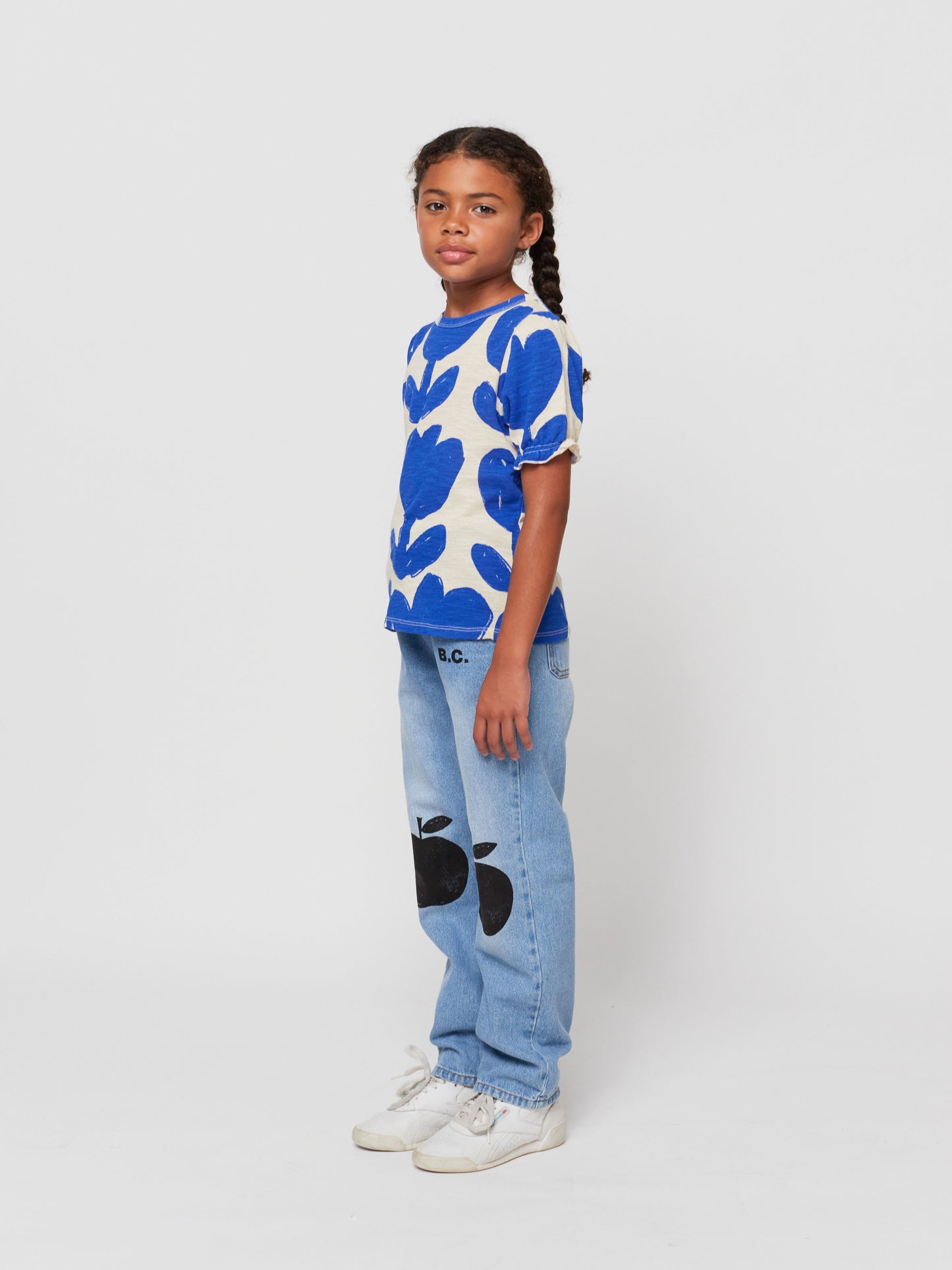 Retro Flowers all over puffed sleeves T-shirt