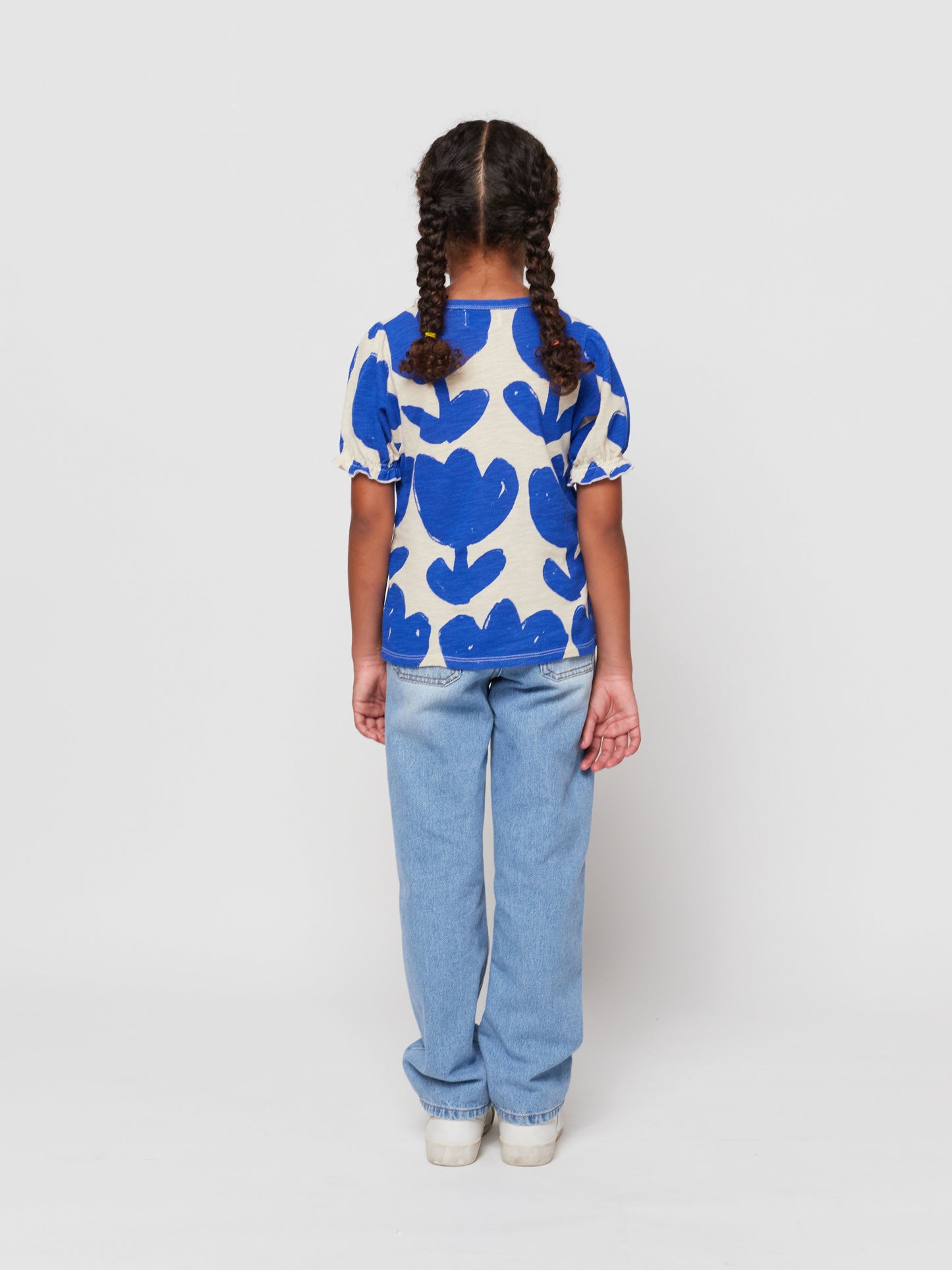 Retro Flowers all over puffed sleeves T-shirt