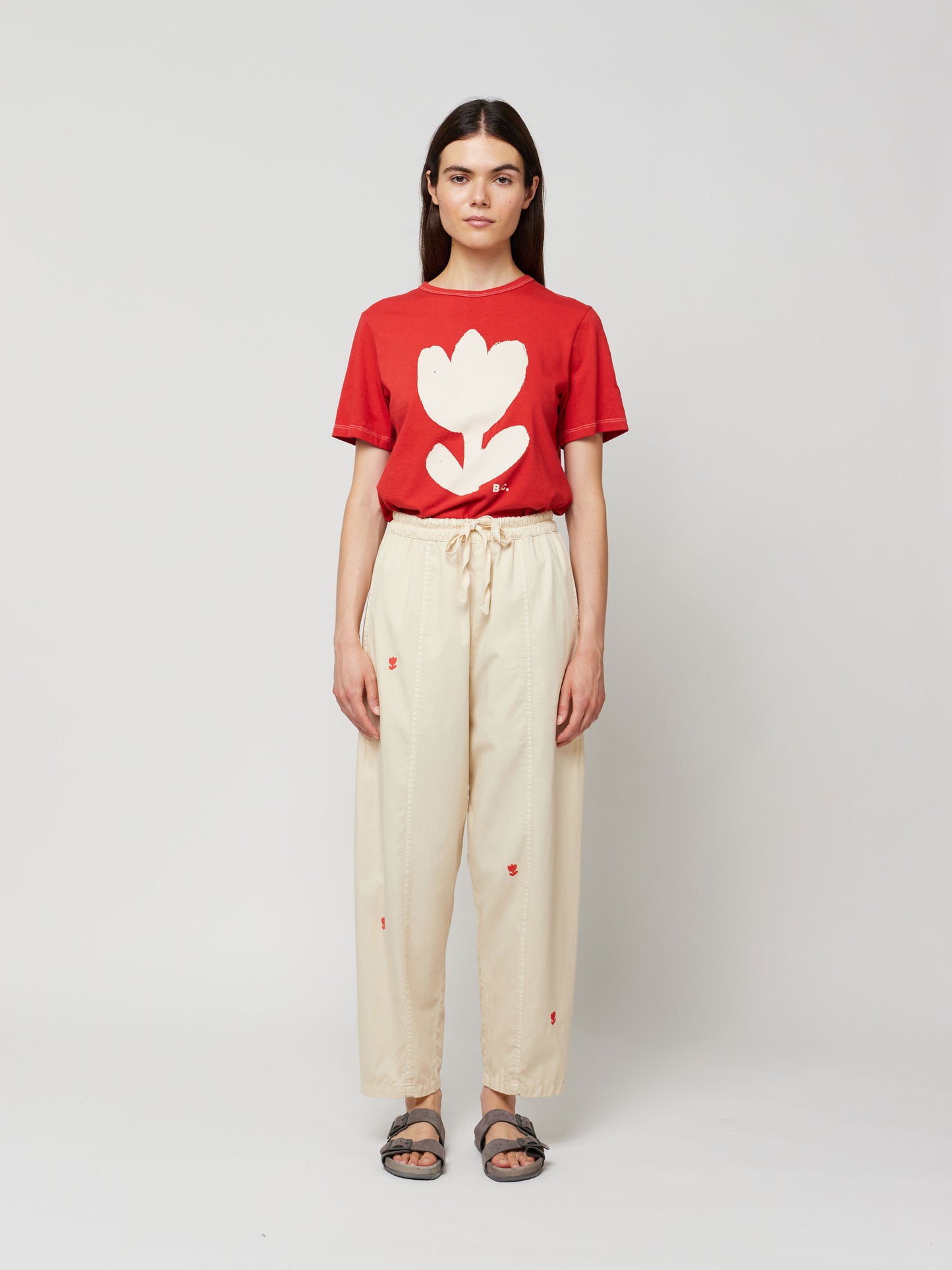 Pantalón unisex bordado flores