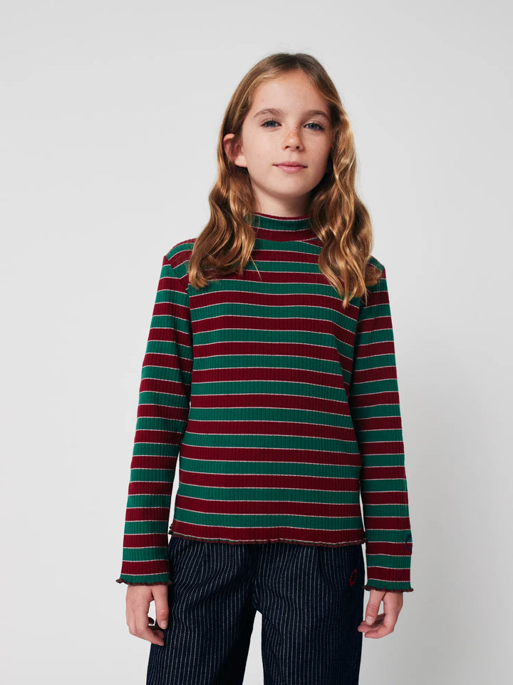 Multicolor Stripes turtle neck T-shirt
