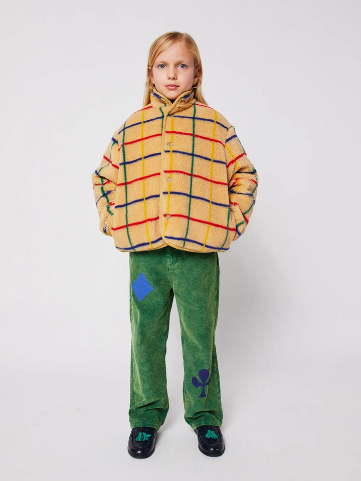 Color stripes sheepskin jacket