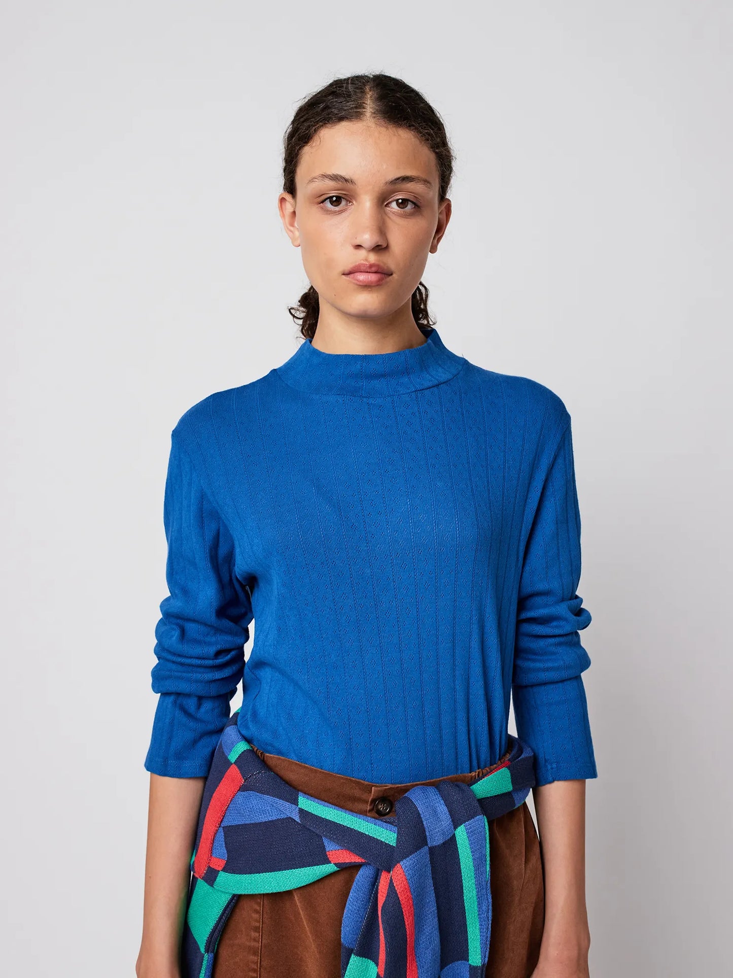 Openwork turtle neck T-shirt