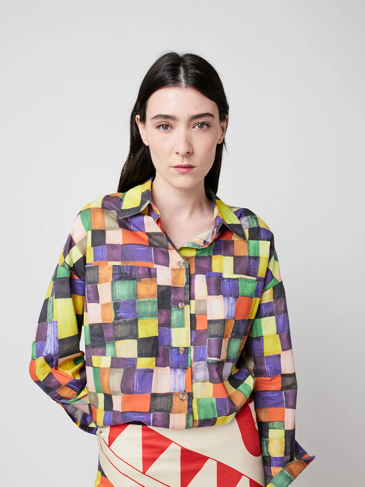 Lässiges Hemd Rainbow Plaid-Print