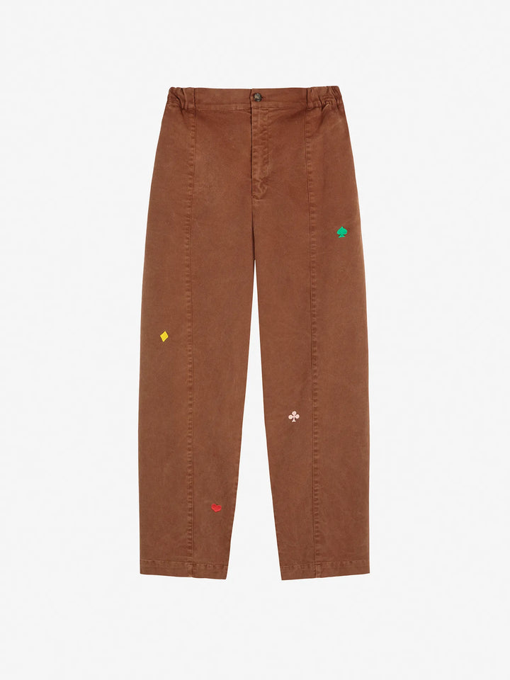 Brown embroidery cocoon pants