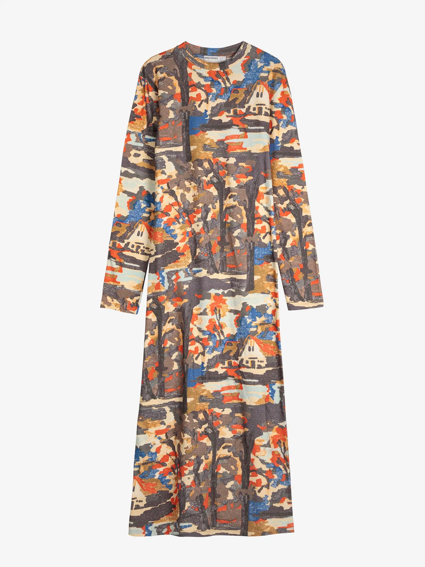 Forest House pattern straight dress