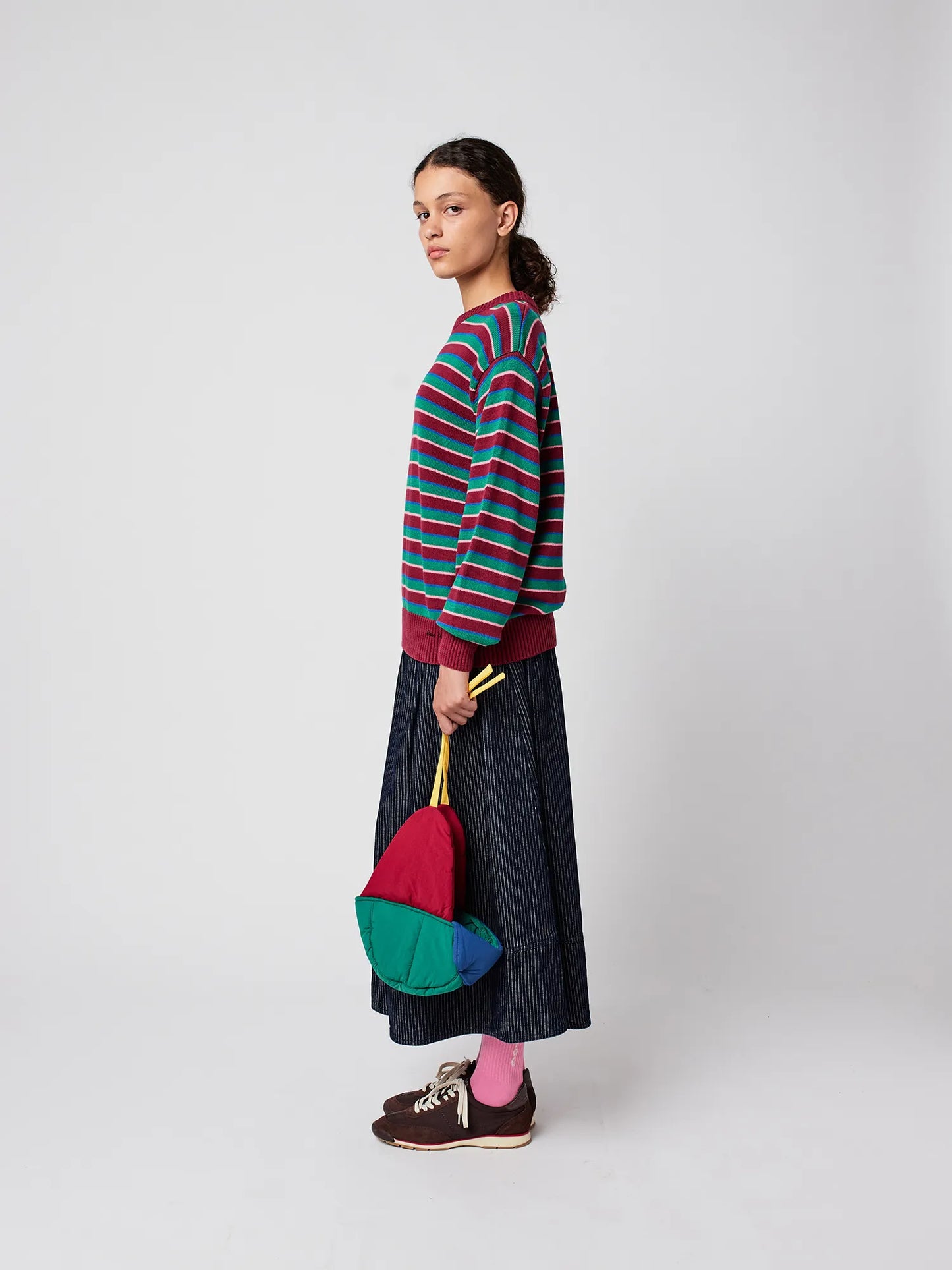 Striped fitted cotton jumper