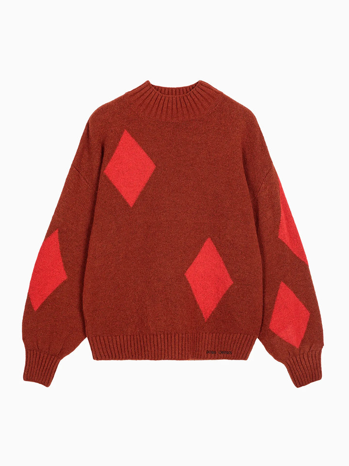 Diamond card turtle neck jumper