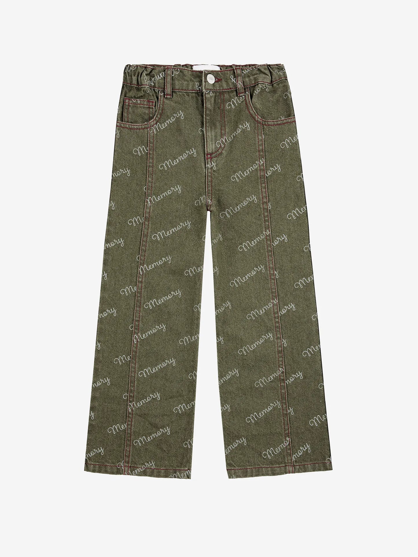 Memory all over denim pants look