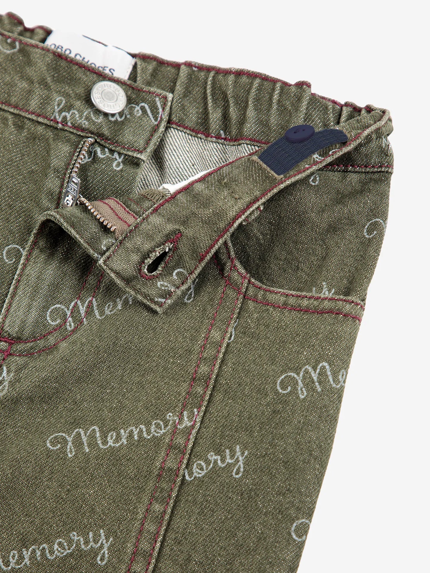 Memory all over denim pants look