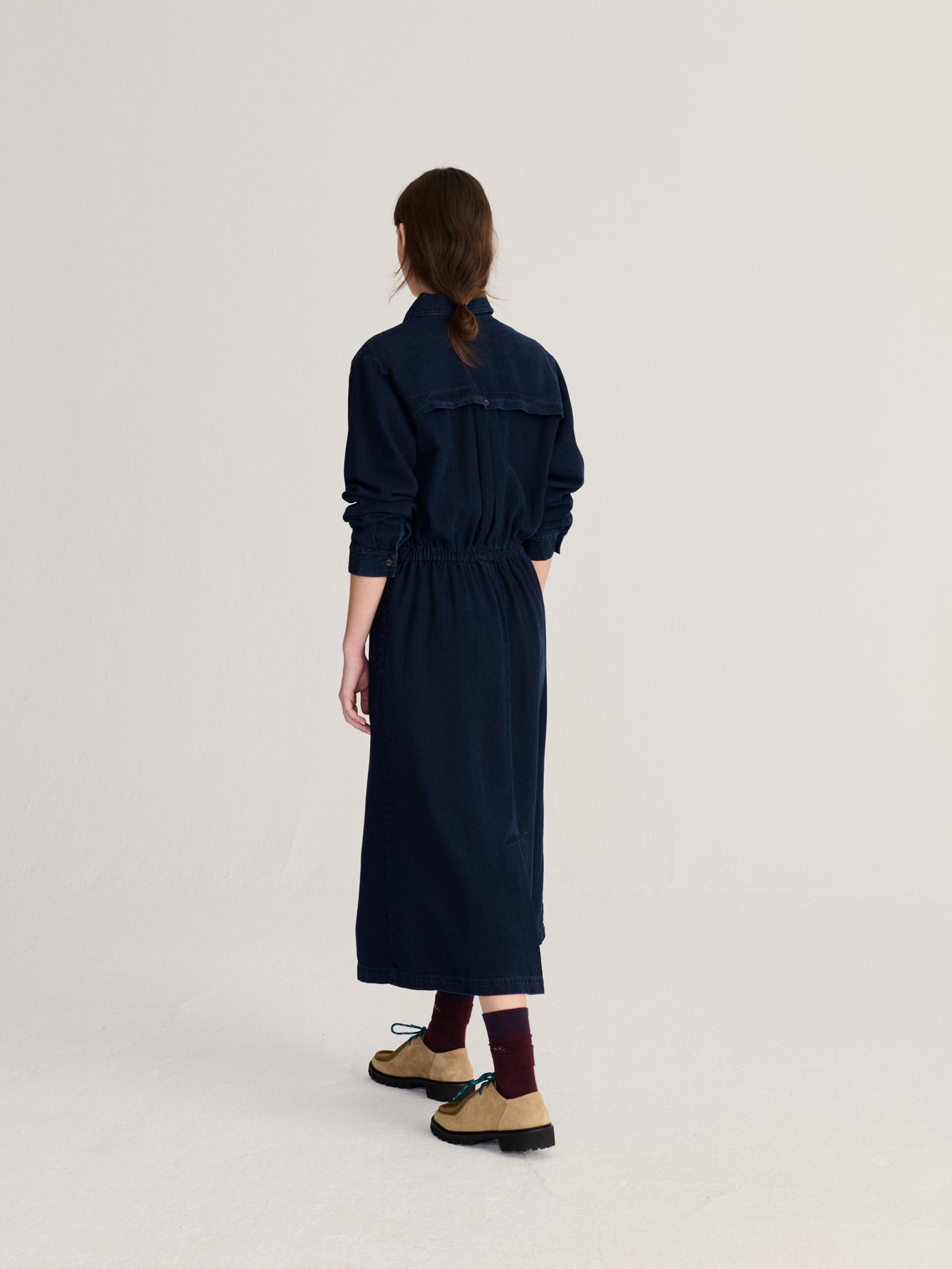 Washed light denim dress
