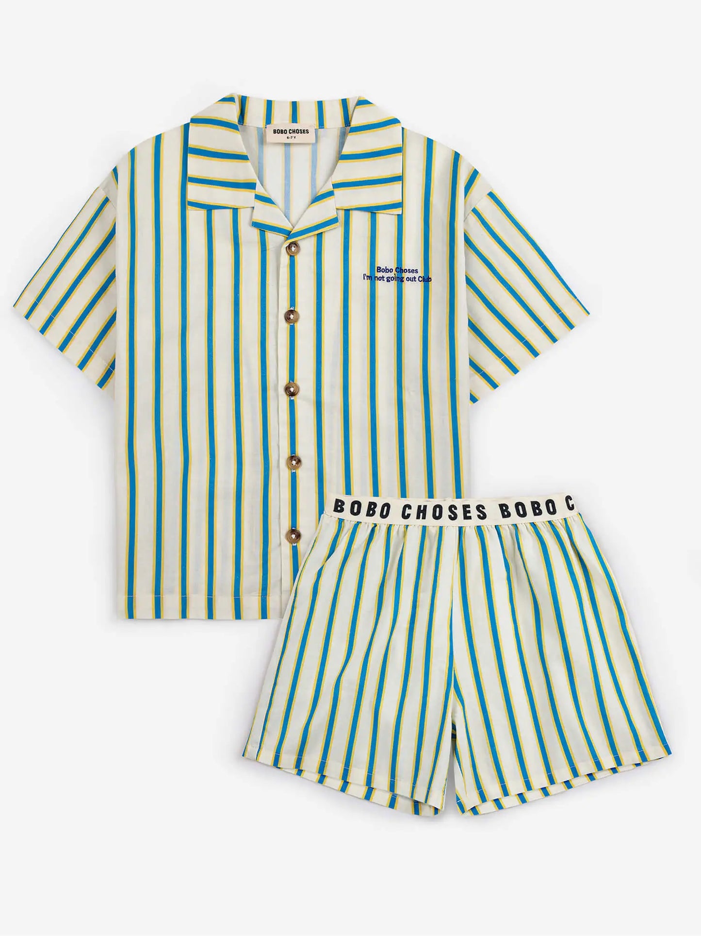 Yellow Stripes 우븐 실내복 세트