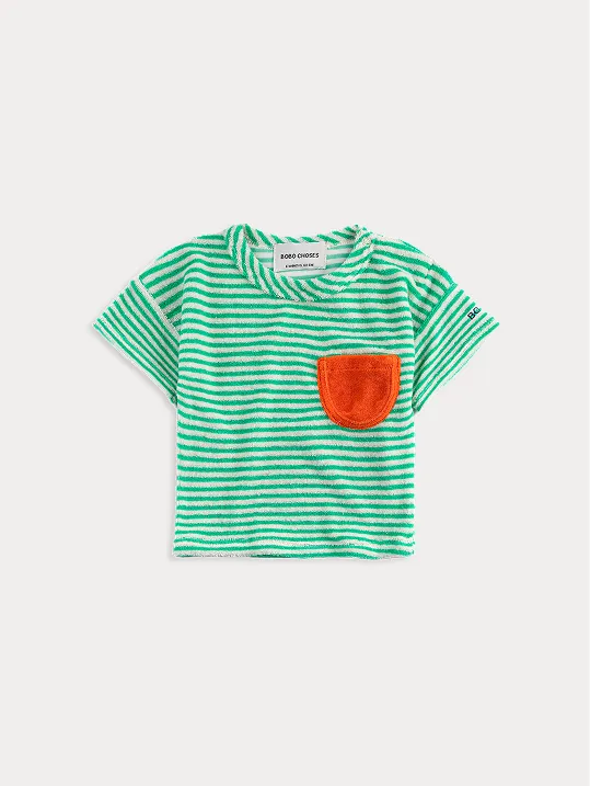 Green Stripes terry cloth Tshirt