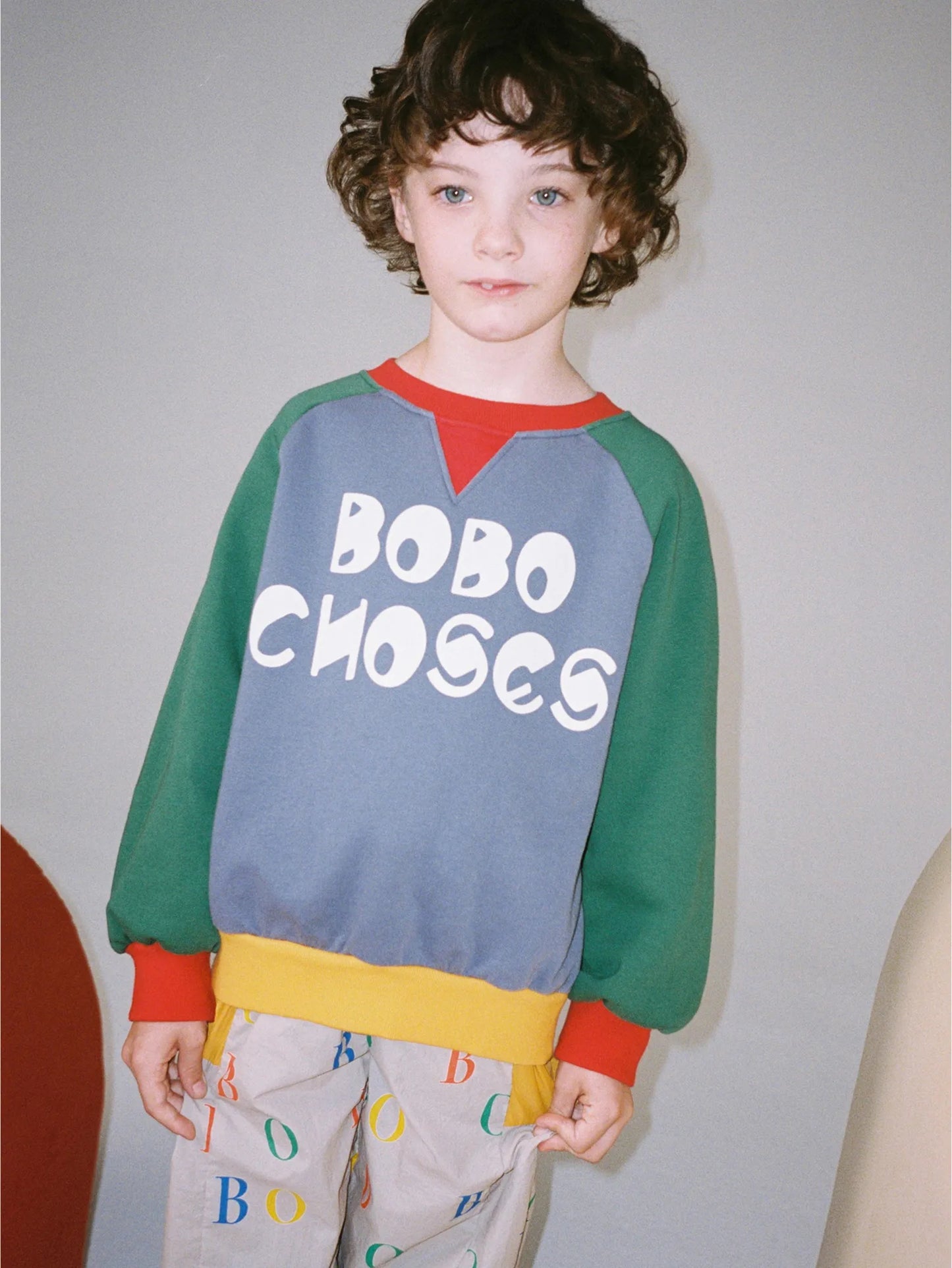 Bobo Choses color block 래글런 스웨트셔츠