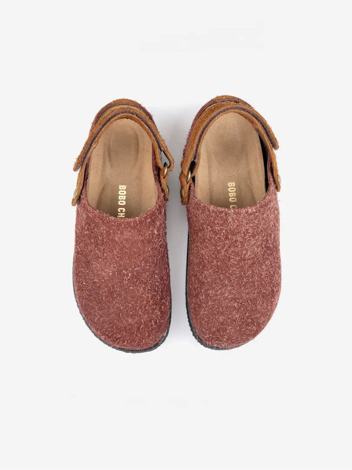 Garden furry leather clogs