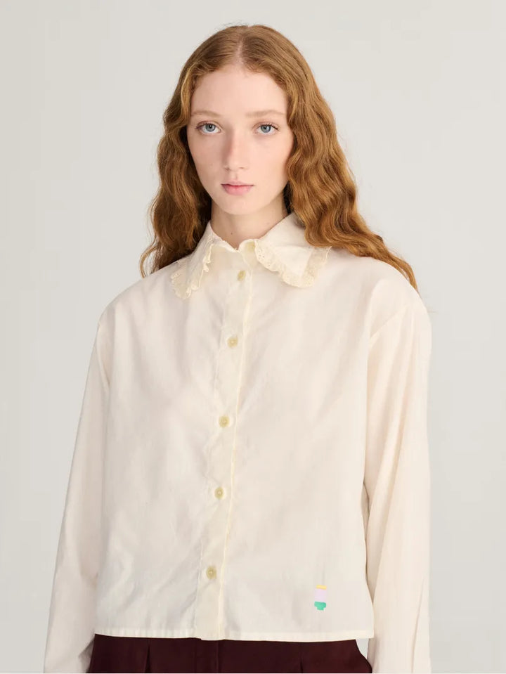 Lace ending poplin shirt