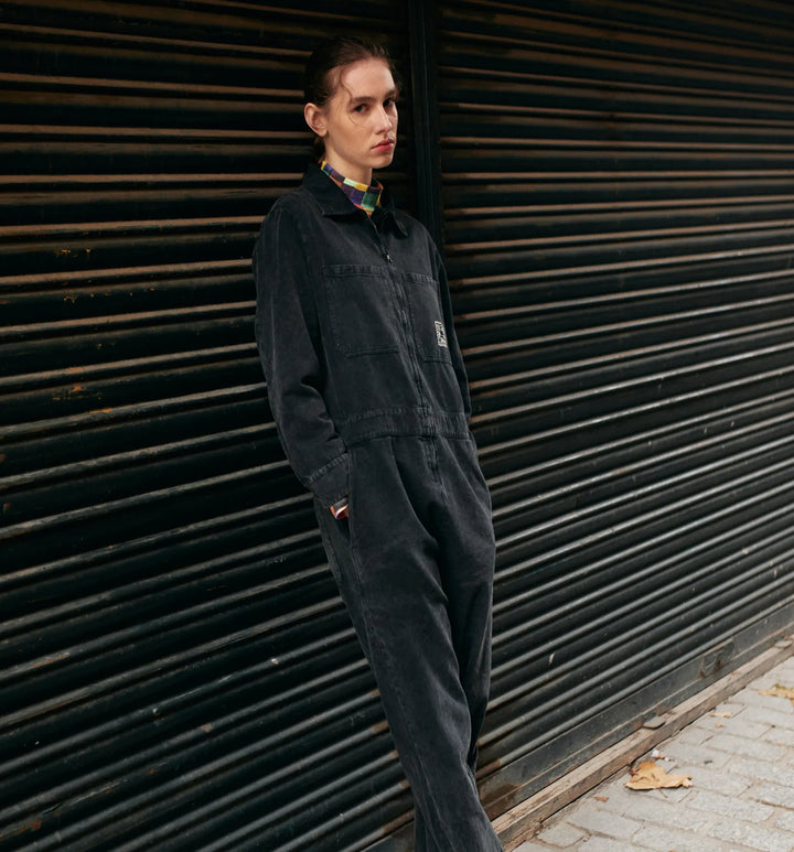 Denim zip-up jumpsuit