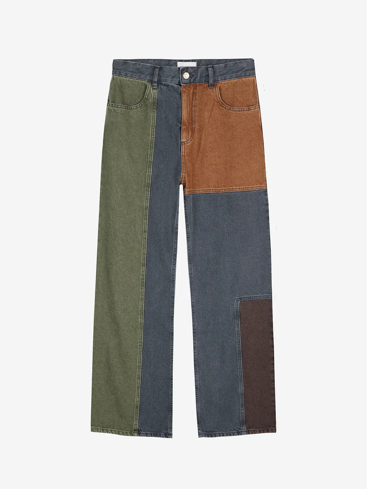 Color block denim pants
