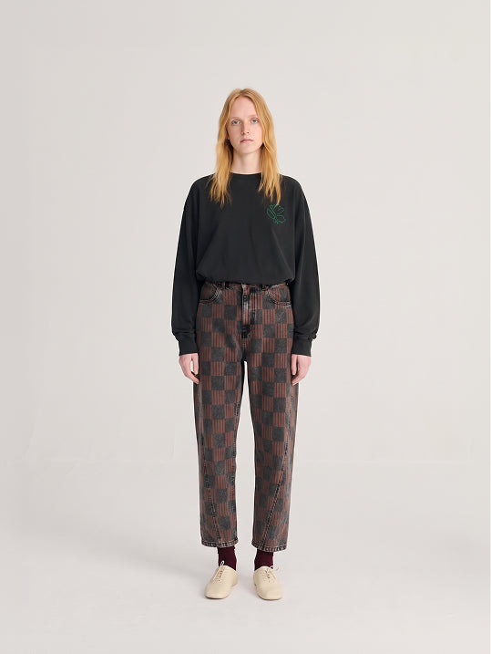 Almost Moiré all over mom fit jeans