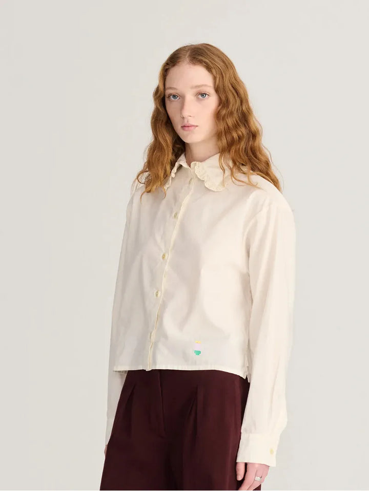 Lace ending poplin shirt