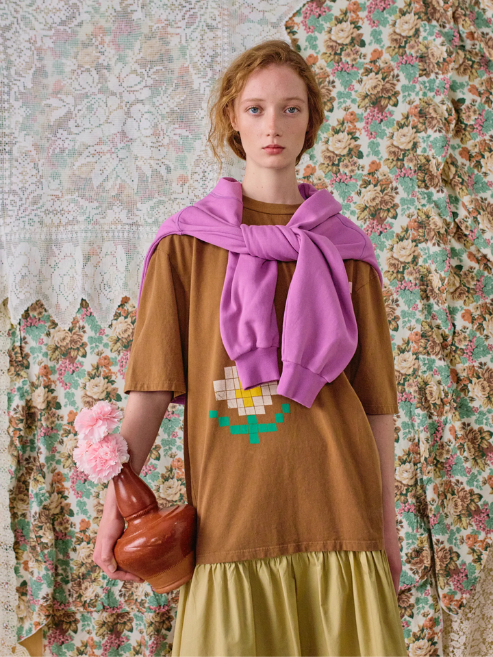 Pixel Flowers oversize T-shirt