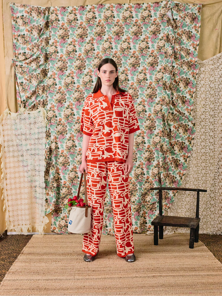 Cookery festival jacquard knitted polo