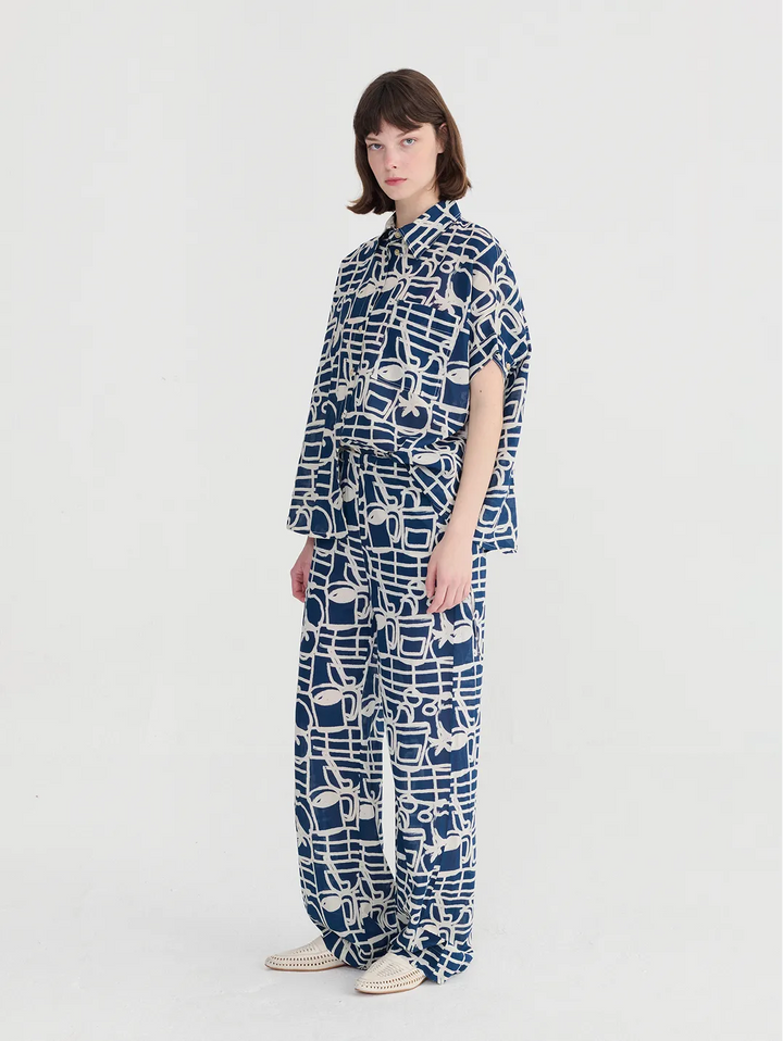 Cookery Festival pattern oversize shirt