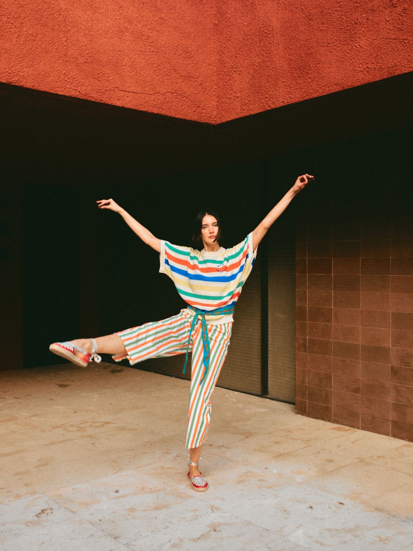 Stripes all over straight pants