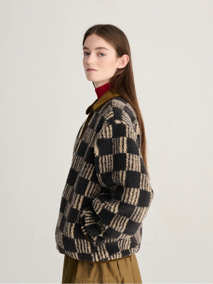 Almost Moiré all over sherpa jacket